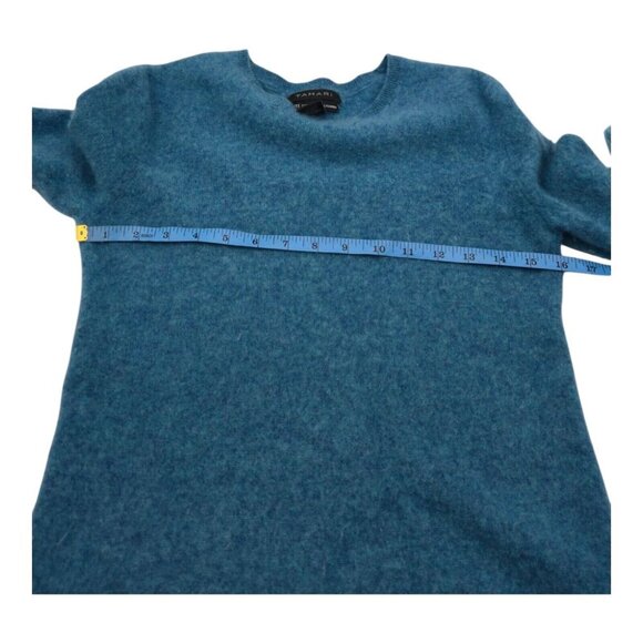 Tahari Sweater Women M Blue Pure Luxe Cashmere Minimalist Preppy Career Holiday - Picture 4 of 6